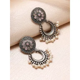 Jazz and Sizzle Silver-Plated Crescent Shaped Chandbalis Earrings-picture-29