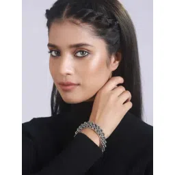 Jazz And Sizzle Silver-Plated Handcrafted Oxidized Bangles for Women - Set of 2-picture-47