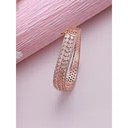 Jazz and Sizzle Women Rose Gold & White Brass Rose Gold-Plated Kada Bracelet-picture-22