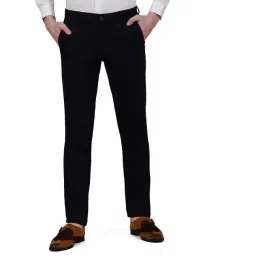 JB Studio Black Cotton Slim Fit Solid Trouser-picture-12