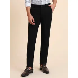 JB Studio Black Terry Slim Fit Trousers-picture-31