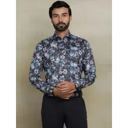 JB Studio Blue Cotton Slim Fit Floral Shirt-picture-25