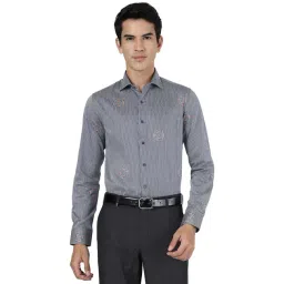 JB Studio Blue Cotton Slim Fit Printed Shirt-picture-28