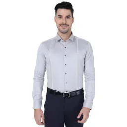 JB Studio Grey Cotton Slim Fit Printed Shirt-picture-34