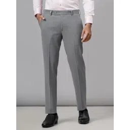 JB Studio Light Grey Rayon Slim Fit Trousers-picture-31