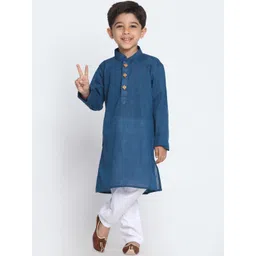 JBN Creation Boys Blue & White Solid Kurta with Churidar-picture-44