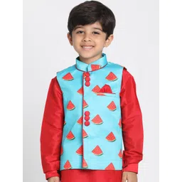 JBN Creation Boys Blue Printed Nehru Jacket-picture-44
