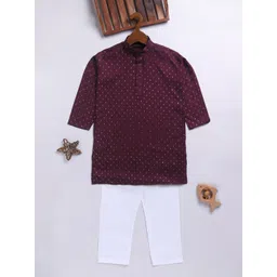 JBN Creation Boys Ethnic Motifs Printed Mandarin Collar Straight Kurta With Pyjamas-picture-15