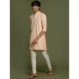 JBN Creation Boys Floral Embroidered Regular Chikankari Kurta with Pyjamas-picture-33