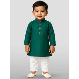 JBN Creation Boys Mandarin Collar Pure Cotton Straight Kurta With Pyjamas-picture-56