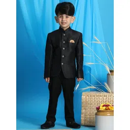 JBN Creation Boys Mandarin Collar Slim-Fit Single Breasted Jodhpuri Silk Blazer-picture-11
