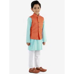 JBN Creation Boys Woven Striped Mandarin Collar Nehru Jacket-picture-20
