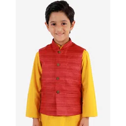 JBN Creation Boys Woven Textured Mandarin Collar Nehru Jacket-picture-36