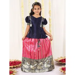 JBN Creation Girls Ethnic Motifs Woven Design Ready To Wear Lehenga-picture-29