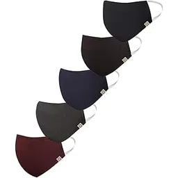 jbn creation JBN Kids 3 -Ply Solid Reusable Anti-Pollution Comfortable Half Face, Ear Loop Cotton Hosiery Welness Masks in in Multi colour - Pack of 5-picture-19