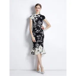 JC Collection Black & Cream-Coloured Floral Sheath Dress-picture-19