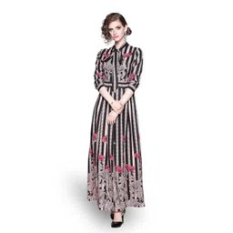 JC Collection Black & Pink Floral Maxi Dress-picture-11