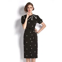 JC Collection Black & White Floral Sheath Dress-picture-17
