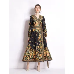 JC Collection Black & Yellow Floral Maxi Dress-picture-27