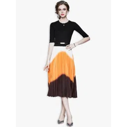 JC Collection Black Colourblocked Midi Dress-picture-33