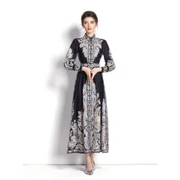 JC Collection Black Ethnic Motifs Maxi Dress-picture-25