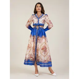 JC Collection Floral Printed Lapel Collar Top With Skirt Co-Ords-picture-10