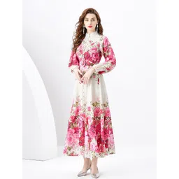 JC Collection Floral Printed Mandarin Collar Maxi Dress-picture-27