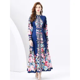 JC Collection Floral Printed Mandarin Collar Maxi Dress-picture-34