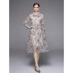 JC Collection Floral Printed Ruffles Fit & Flare Midi Dress image 4