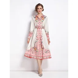 JC Collection Pink & White Floral A-Line Midi Dress-picture-16