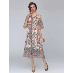 JC Collection Pink Floral A-Line Midi Dress-picture-22