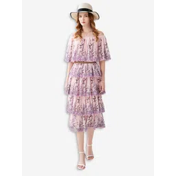 JC Collection Pink Floral Off-Shoulder Blouson Dress-picture-20