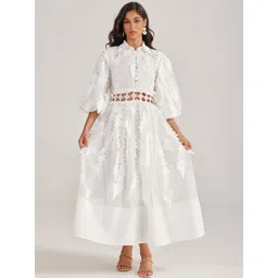 JC Collection Puff Sleeve A-Line Midi Dress-picture-23