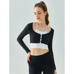 JC Collection Ribbed Scoop Neck Sports Fitted Crop Top-picture-26