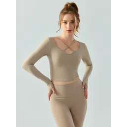 JC Collection Round Neck Cut Out Fitted Sports Top-picture-10