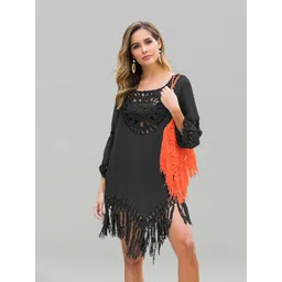 JC Collection Scoop Neck Fringed Swimwear Cover up Dress-picture-16