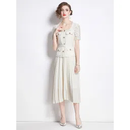 JC Collection Self Design Square Neck A-Line Midi Dress-picture-28