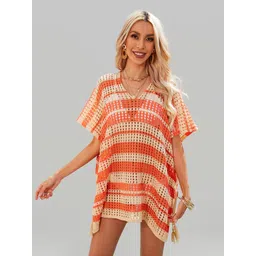 JC Collection Striped V-Neck Swimwear Cover Up Dress-picture-10