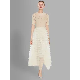 JC Collection Women Beige & White Printed Top with Skirt-picture-31