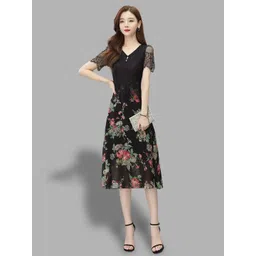 JC Collection Women Black Floral Midi Dress-picture-31