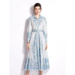 JC Collection Women Blue Ethnic Motifs Shirt Dress-picture-27