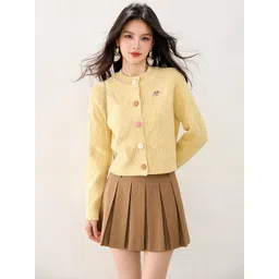 JC Collection Women Cable Knit Crop Cardigan with Embroidered Detail-picture-41