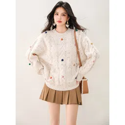 JC Collection Women Cable Knit Pullover with Fuzzy Detail-picture-27