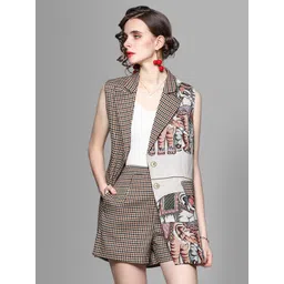 JC Collection Women Khaki & White Top with Shorts-picture-20