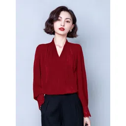JC Collection Women Maroon Solid Polyester Casual Top-picture-24