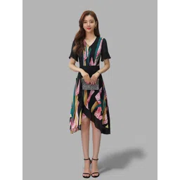 JC Collection Women Pink & Black Floral Formal A-Line Midi Dress-picture-37