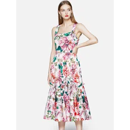 JC Collection Women Pink & White Floral Midi Dress-picture-33