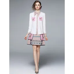 JC Collection Women Pink & White Printed Shirt & Skirt Co-Ords-picture-27