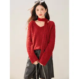 JC Collection Women Pullover with Fuzzy Detail-picture-36