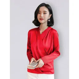 JC Collection Women Red Solid Polyester Wrap Top-picture-33